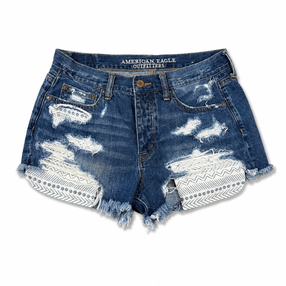 American Eagle Womens‎ Shorts Sz 4 Vintage Hi-Rise Festival Button Fly Shortie